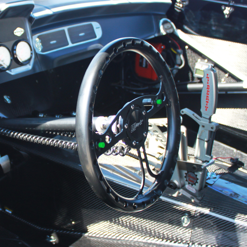 13 in. QM Max Lightweight Steering Wheel, 5-Bolt, Black - Installed