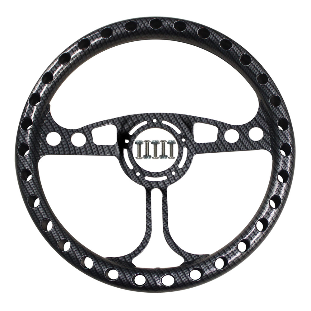 13 in. QM Max Lightweight Dished Steering Wheel, 5-Bolt, Carbon Finish