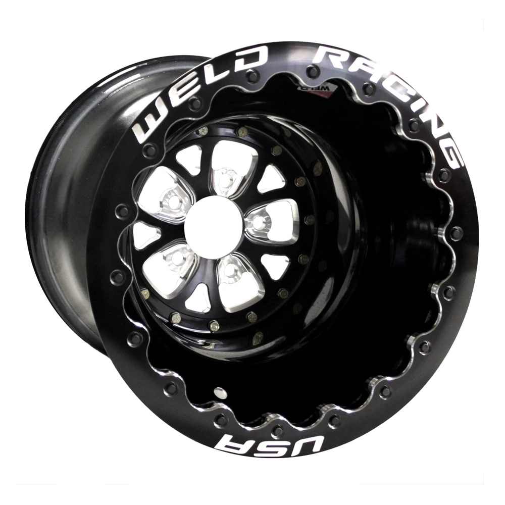 Weld Racing V-Series DBL, 16 in. x 16 in., 5 in. x 4.75 in., 4 in. BS, Black Shell/Center/Ring