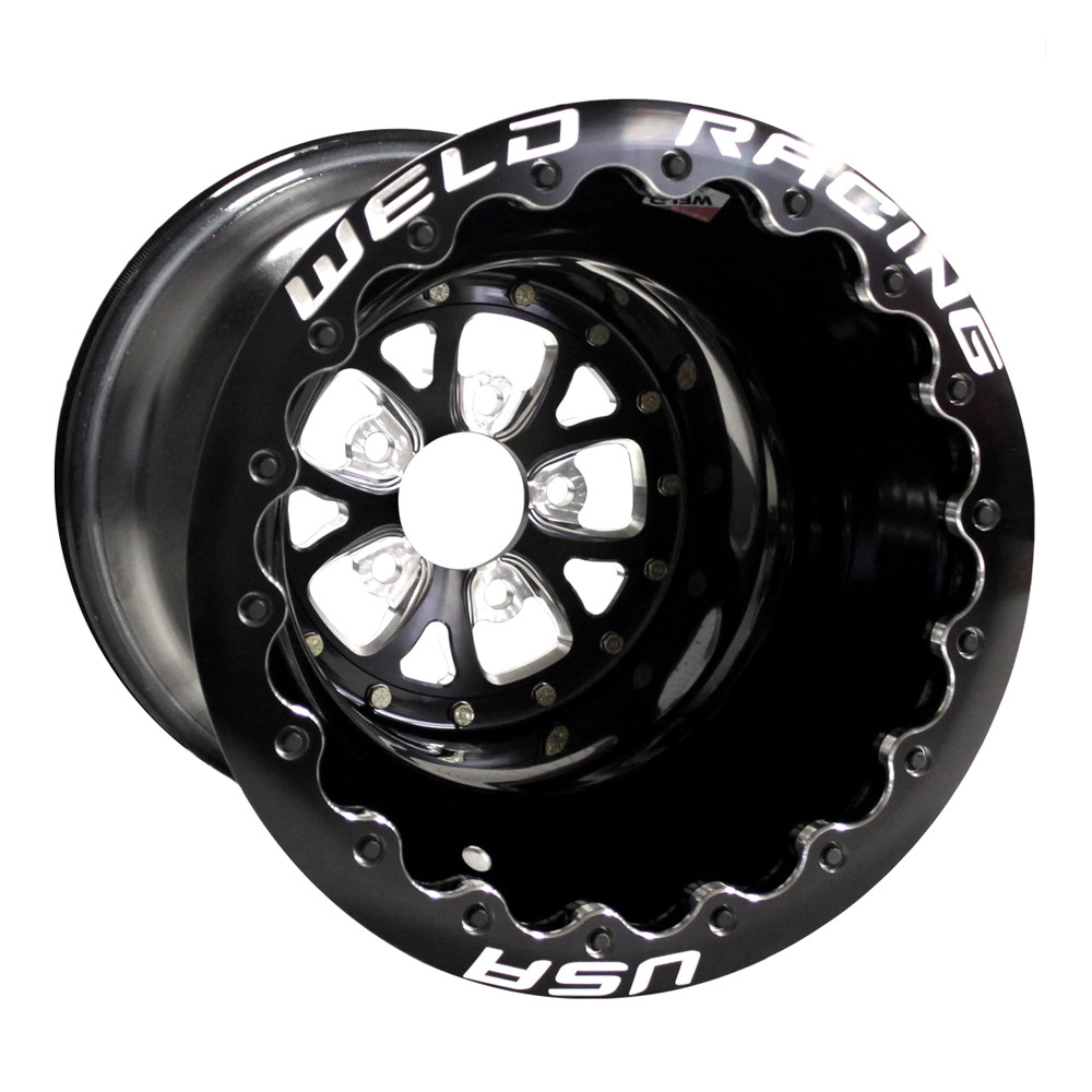 Weld Racing V-Series DBL, 16 in. x 16 in., 5 in. x 4.75 in., 5 in. BS, Black Shell/Center/Ring