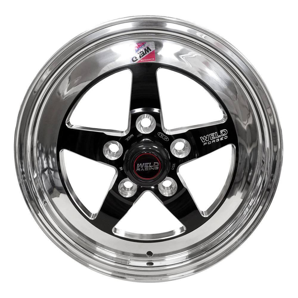 Weld Racing S71, 15 in. x 4 in., 5 in. x 4.75 in., 2.5 in. BS, Black Center, Polished Shell, Low Pad