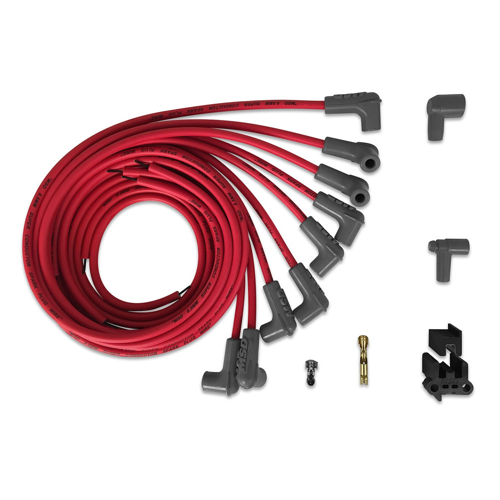 MSD Super Conductor Spark Plug Wire Set, 8 Cyl 90° Plug/90° Plug
