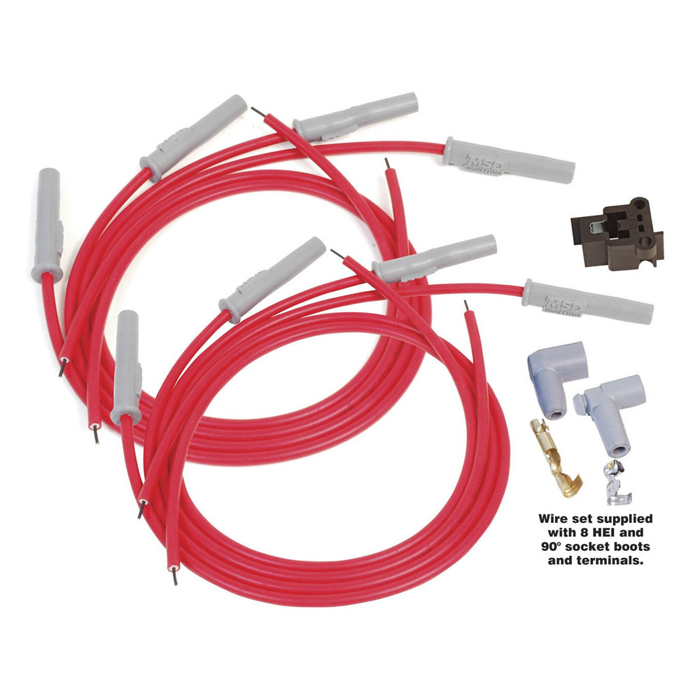 MSD Super Conductor Wire Set, 8 Cyl Multi-Angle Plug, Socket/HEI