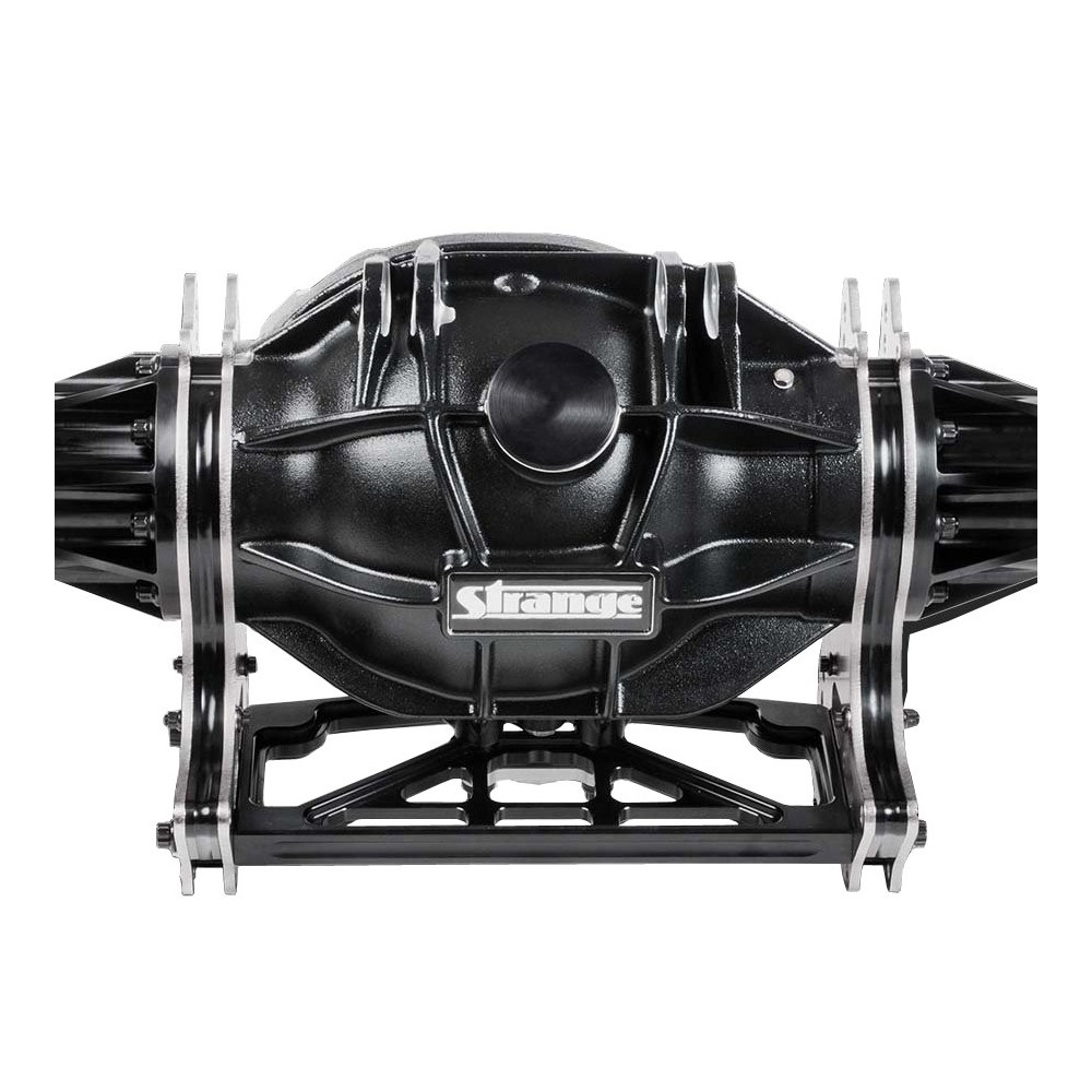 Strange Engineering H1192 Aluminum 4-Link Housing, 2pc Axles, & Stainless Steel Brake Kit. Shown with optional 4-link plates.