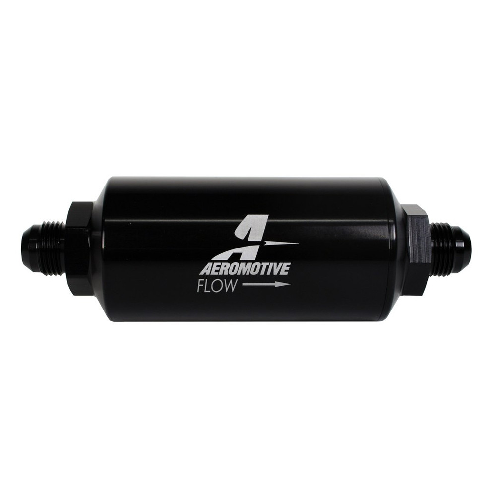 Aeromotive 12379 Filter, In-Line, 10-m Fabric Element, AN-08 Male, Black
