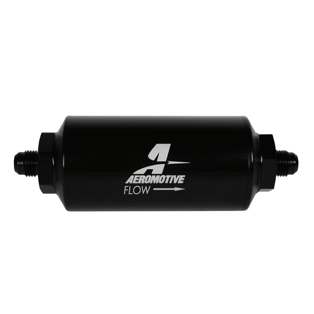 Aeromotive 12377 Filter, In-Line, 10-m Cellulose Element, AN-08 Male, Black