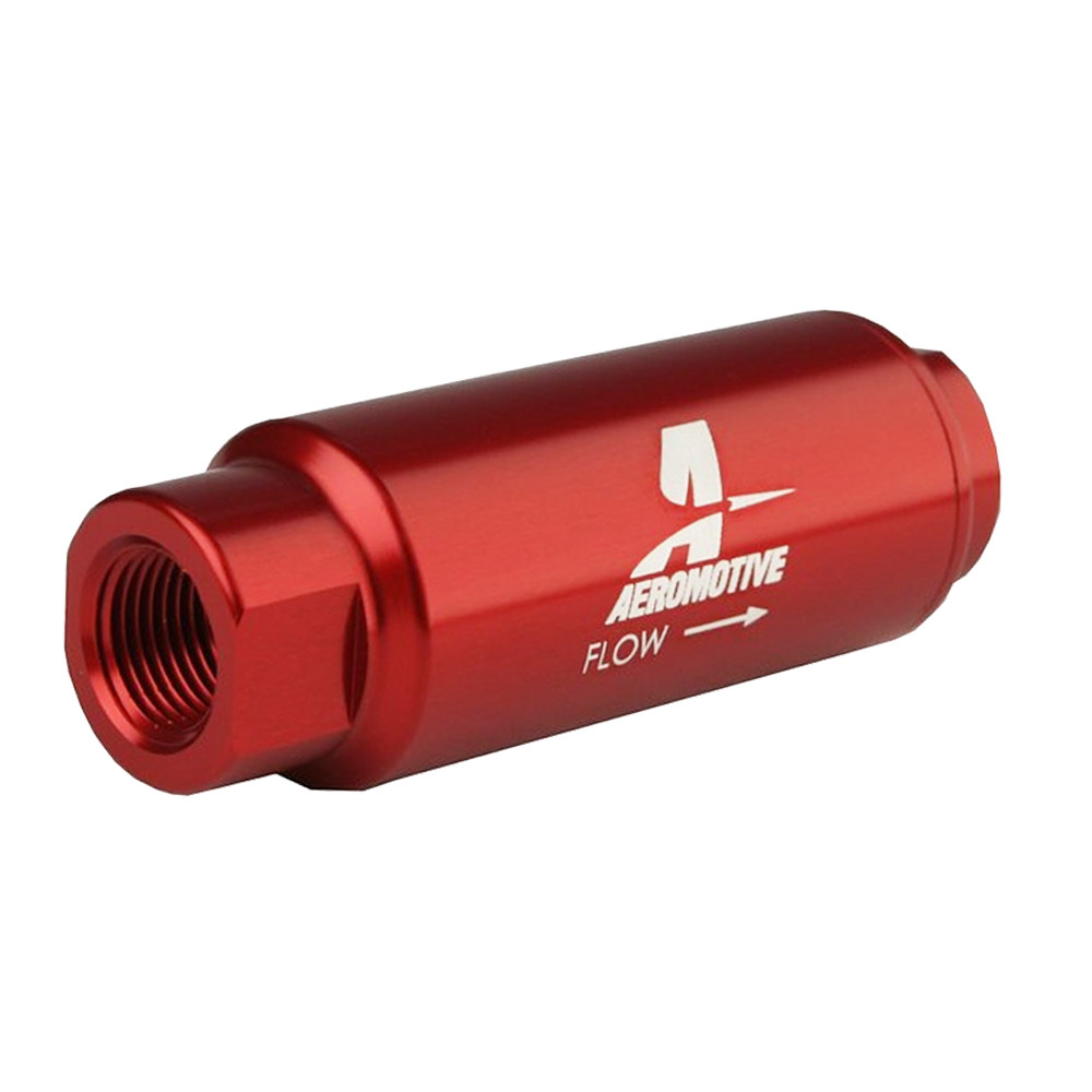 Aeromotive 12303 SS Series Filter, In-Line, 40-m Fabric Element, 3/8" NPT, Red
