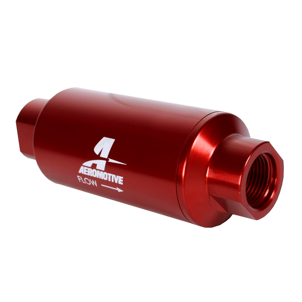 Aeromotive 12340 Filter, In-Line, 10-m Microglass Element, ORB-10, Red