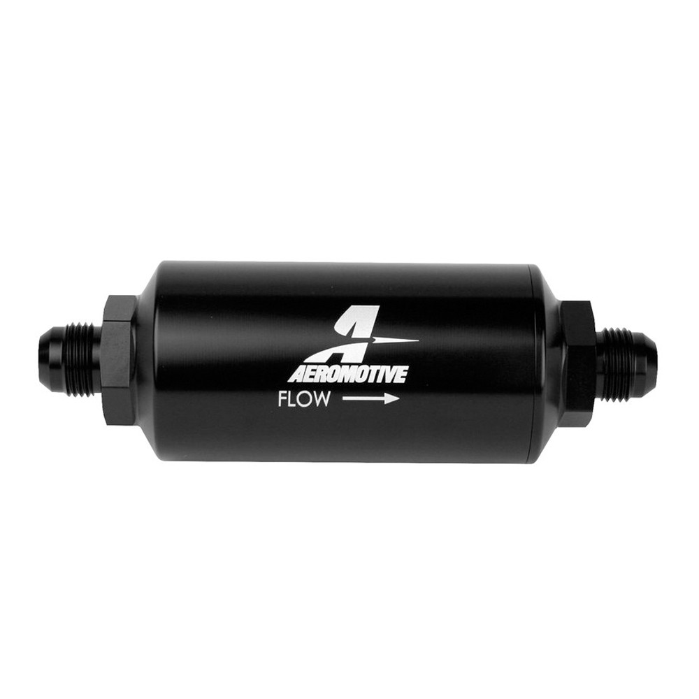 Aeromotive 12375 Filter, In-Line, 10-m Microglass Element, AN-08 Male, Black