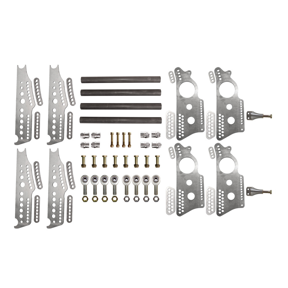 Quarter-Max 201214-2 Extreme Pro Series 4-Link Kit with 15 in. Notch Spread Chassis Brackets and 3/4 in. Wide Billet Adjustable Threaded Shock Mounts
