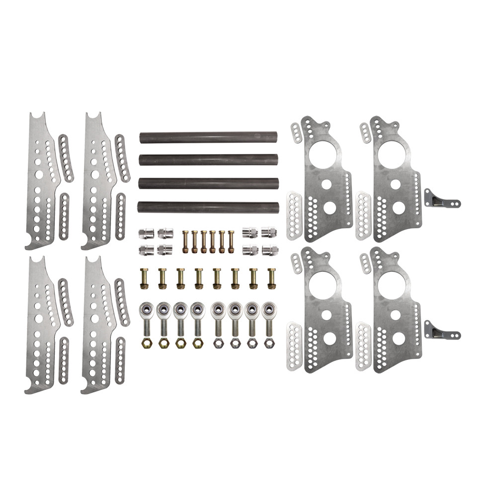 Quarter-Max 201214-4 Extreme Pro Series 4-Link Kit with 15 in. Notch Spread Chassis Brackets and 3/4 in. Wide Billet Adjustable Double Shear Shock Mounts