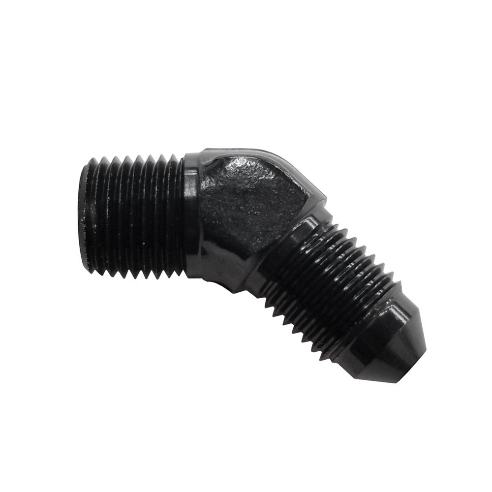 -3 AN to 1/8 NPT Male 45 Degree Fitting, Aluminum, Black