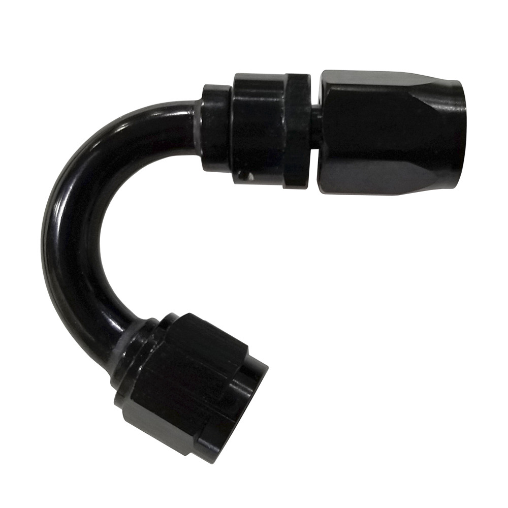 -6 AN 150 Degree Hose End, Aluminum, Black