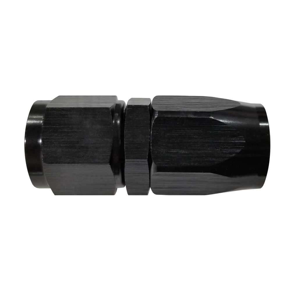 -8 AN 180 Degree Hose End, Aluminum, Black