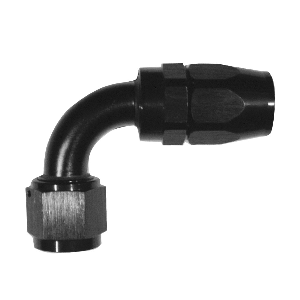 -6 AN 90 Degree Hose End, Aluminum, Black