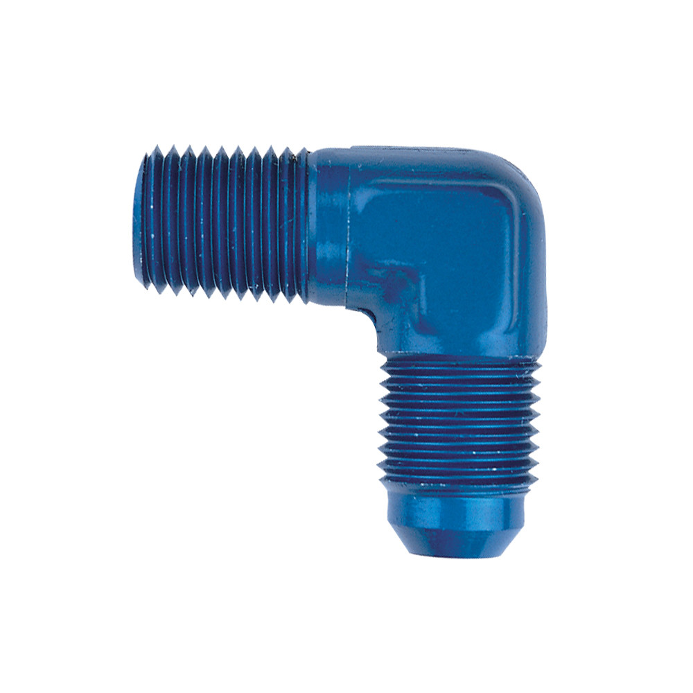 -4 AN to 1/8 NPT Male 90 Degree Fitting, Aluminum, Blue