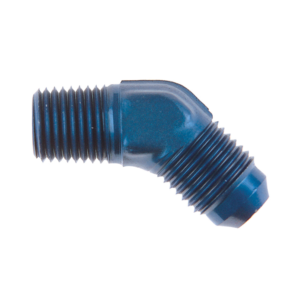 -4 AN to 1/8 NPT Male 45 Degree Fitting, Aluminum, Blue