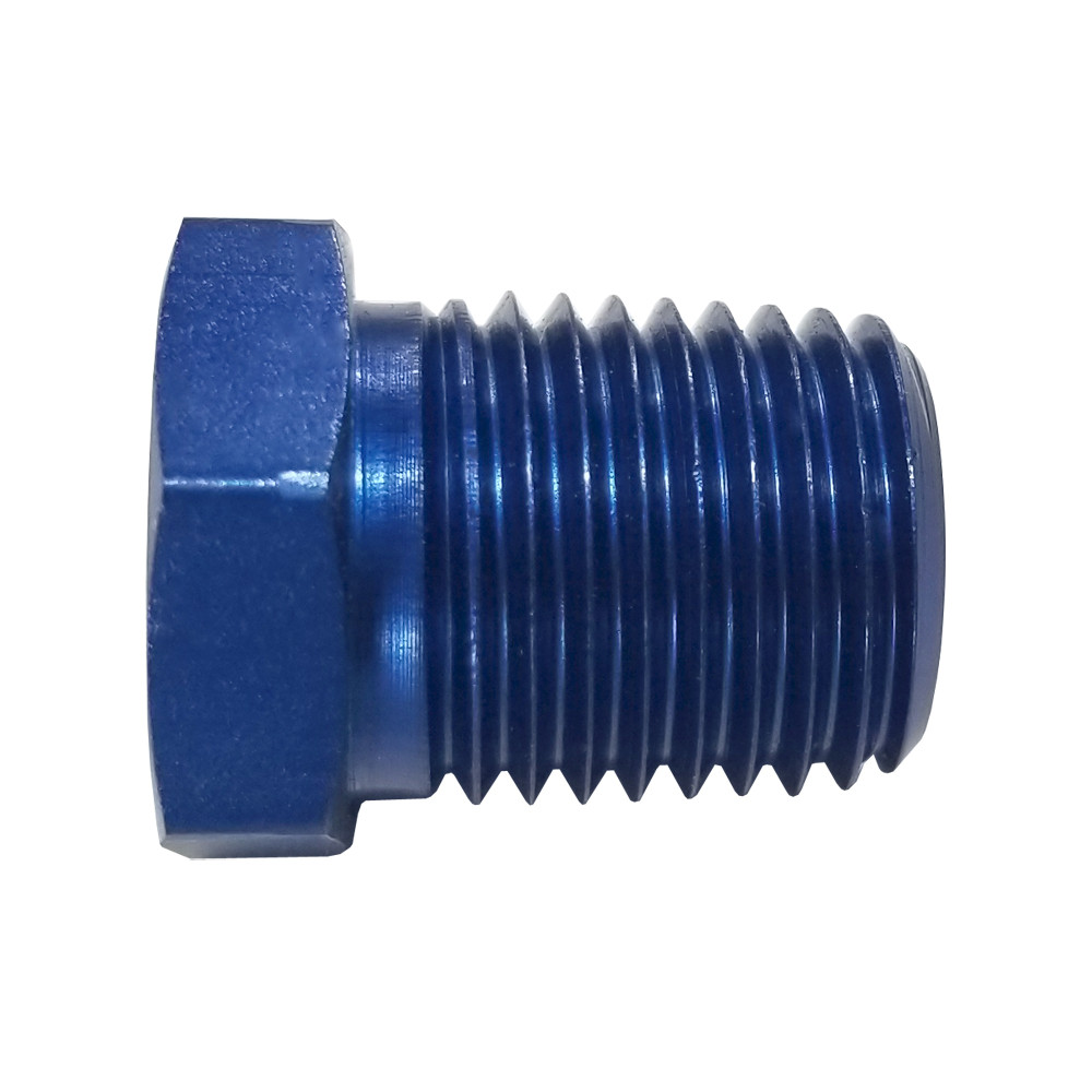 - 1/4 NPT Male to 1/8 NPT Female Fitting, Aluminum, Blue