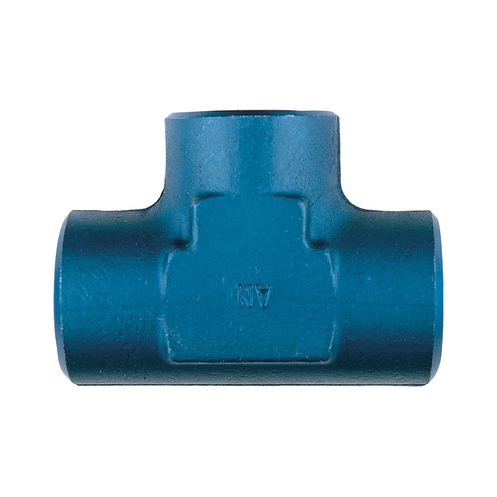 1/8 NPT Female Tee Fitting, Aluminum, Blue