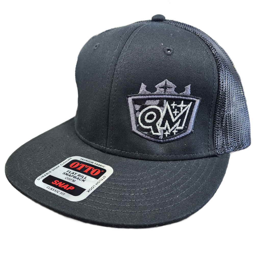 Quarter-Max Flat Bill Snapback Hat, Black