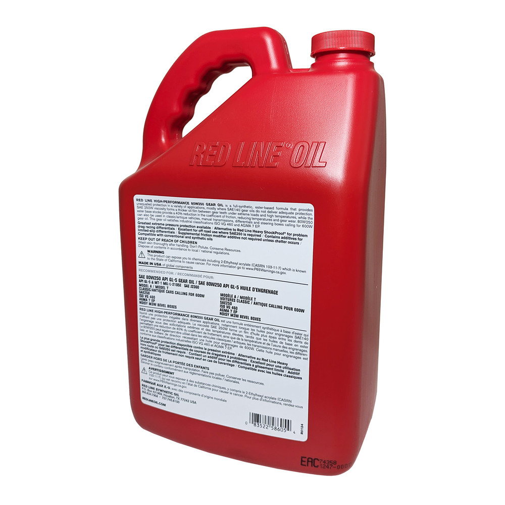 Red Line Synthetic Oil 58605, 80W250 GL-5 Gear Oil, 1 gallon RED