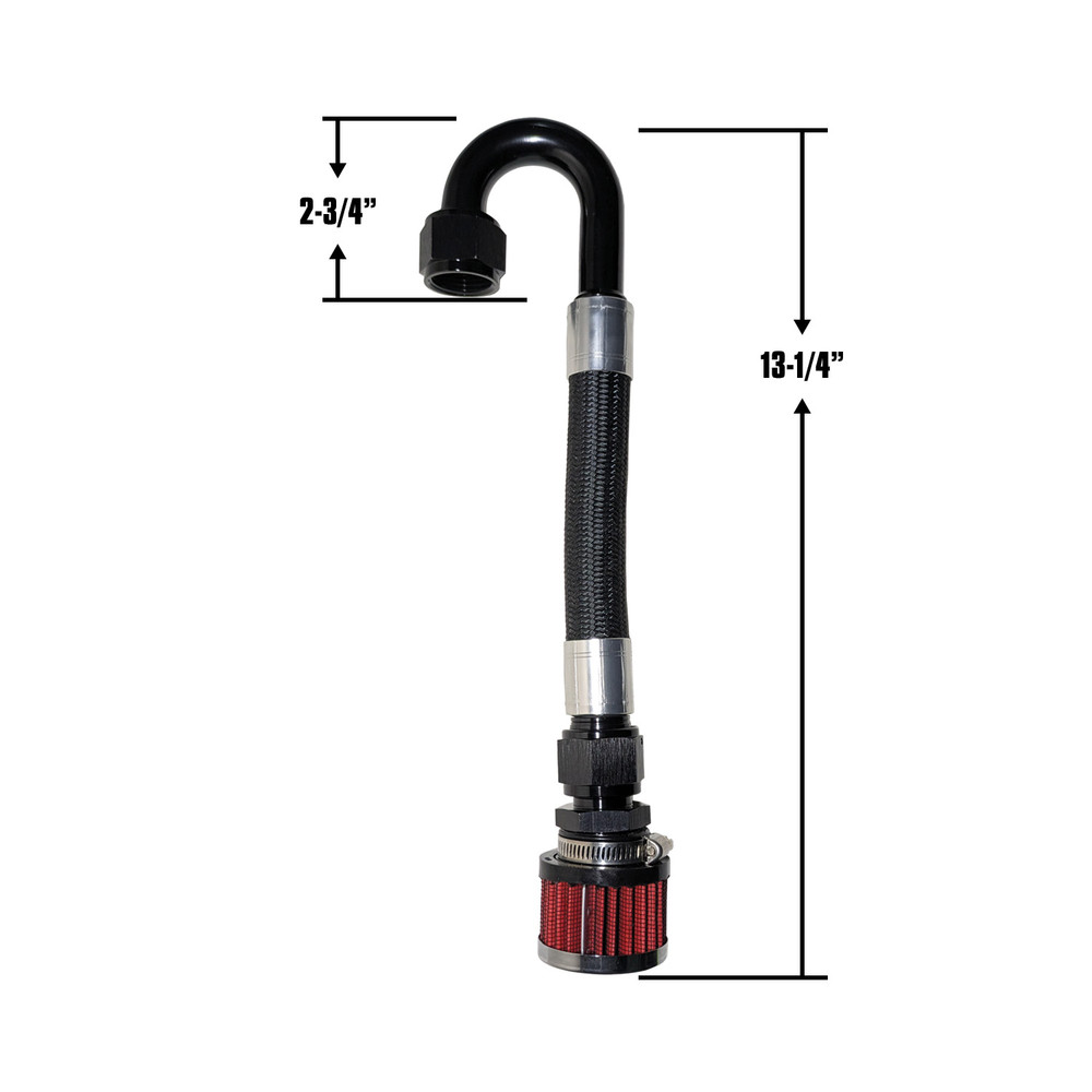 -12 Fuel Cell Overflow Breather Hose 13-1/4", 180° Fitting (QM-213309-1)