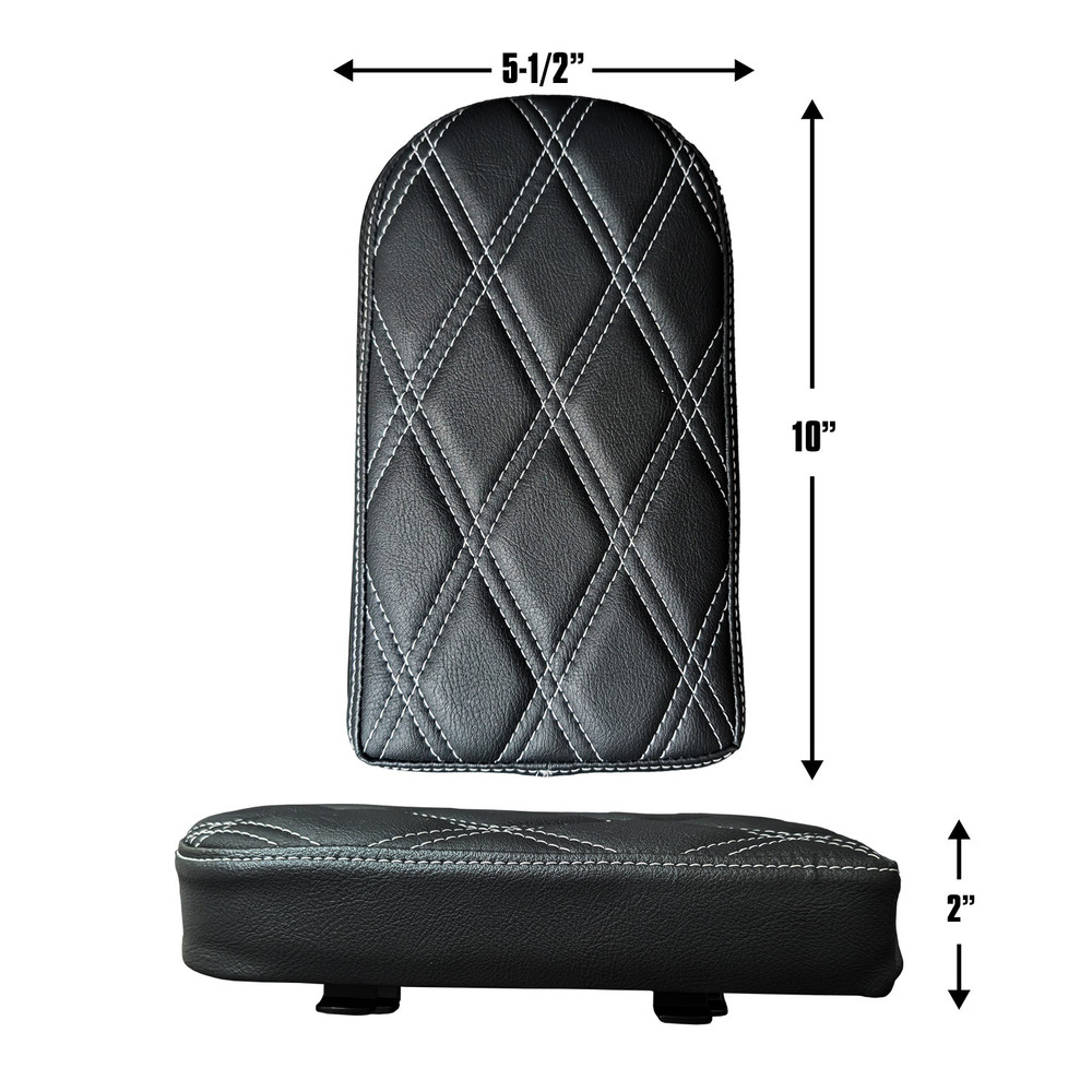 Side Bar Rider Seat, White Diamond Pattern Stitching QM-211998