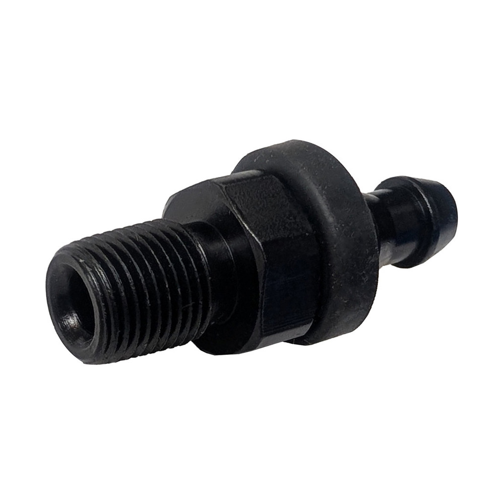 1/4" Hose Barb to 1/8" NPT MPT Male Straight Adapter Fitting, Aluminum, Black