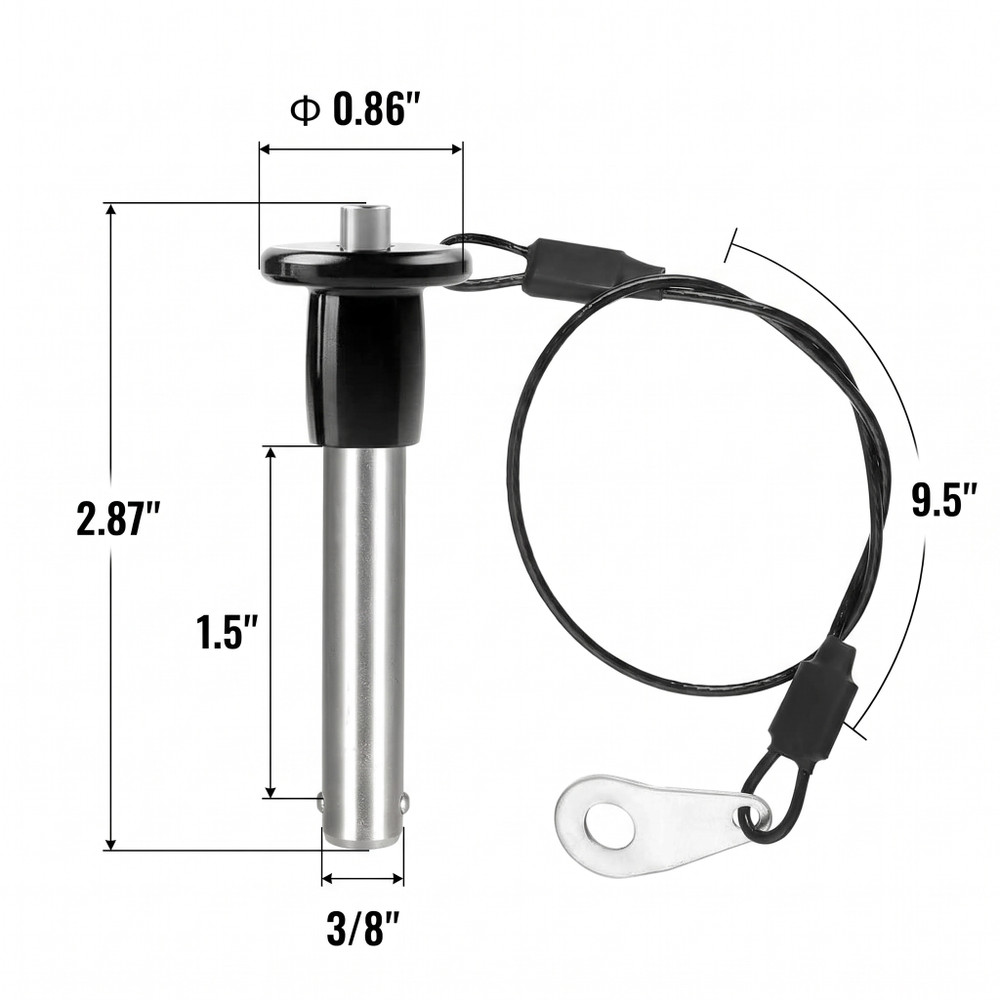 Push Pull Pin, 3/8" x 1.50" Positive Locking Quick Release Pin with Lanyard (QM-218142)