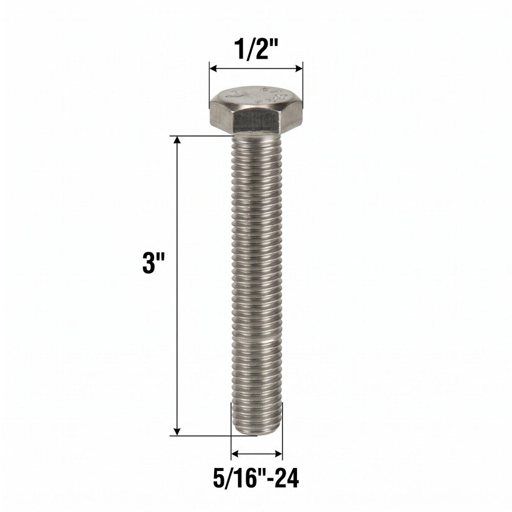 5/16" -24 x 3" Fully Threaded Stainless Steel Hex Cap Screw