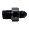 -6 AN Male to 3/8 NPT Male, 1/8 Female NPT Port, Aluminum, Black (FIT-FP196BK)