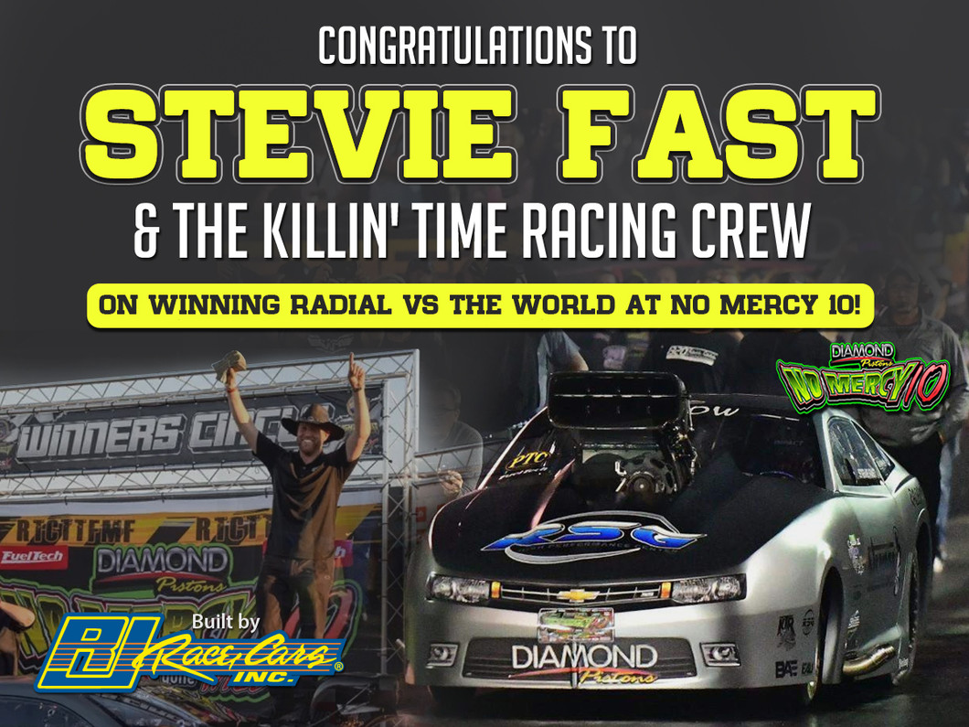 Stevie Fast Wins Radial vs the World at No Mercy 10 in The Shadow 2.0 built by RJ Race Cars