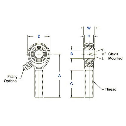 Aurora Bearing 5/8 in. Bore x 5/8-18 Thread LH Male 4130 Rod End