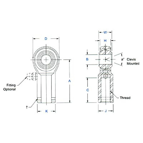 Aurora Bearing 1/2 in. Bore x 1/2-20 Thread RH Female 4130 Rod End