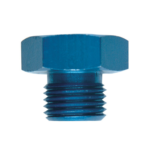 -6 AN O Ring Plug, Aluminum, Blue