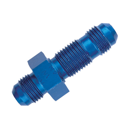 -6 AN Straight Bulkhead Fitting, Aluminum, Blue