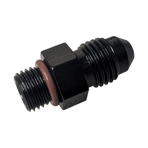 #4 x 3/8-24 (#3) Radius O-Ring Straight Adapter, Aluminum, Black (FRA-495124-BL)