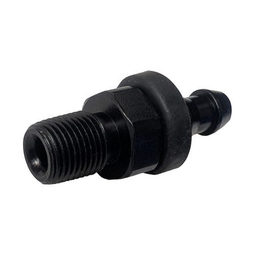 1/4" Hose Barb to 1/8" NPT MPT Male Straight Adapter Fitting, Aluminum, Black