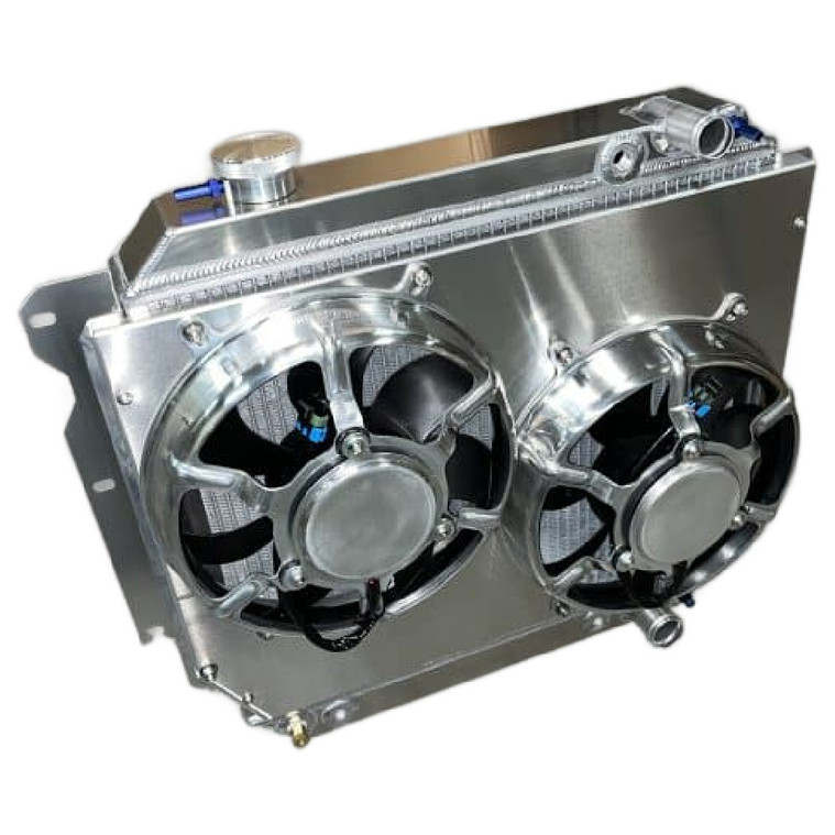 Entropy Radiator 1987-2004 Jeep YJ/TJ Chevy LSX Conversion Radiator, Downflow, with Dual 11 in. HPX Fans