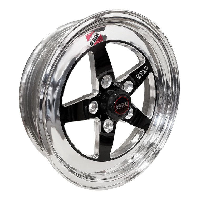 Weld Racing S71, 15 in. x 4 in., 5 in. x 4.75 in., 2.5 in. BS, Black Center, Polished Shell, Low Pad