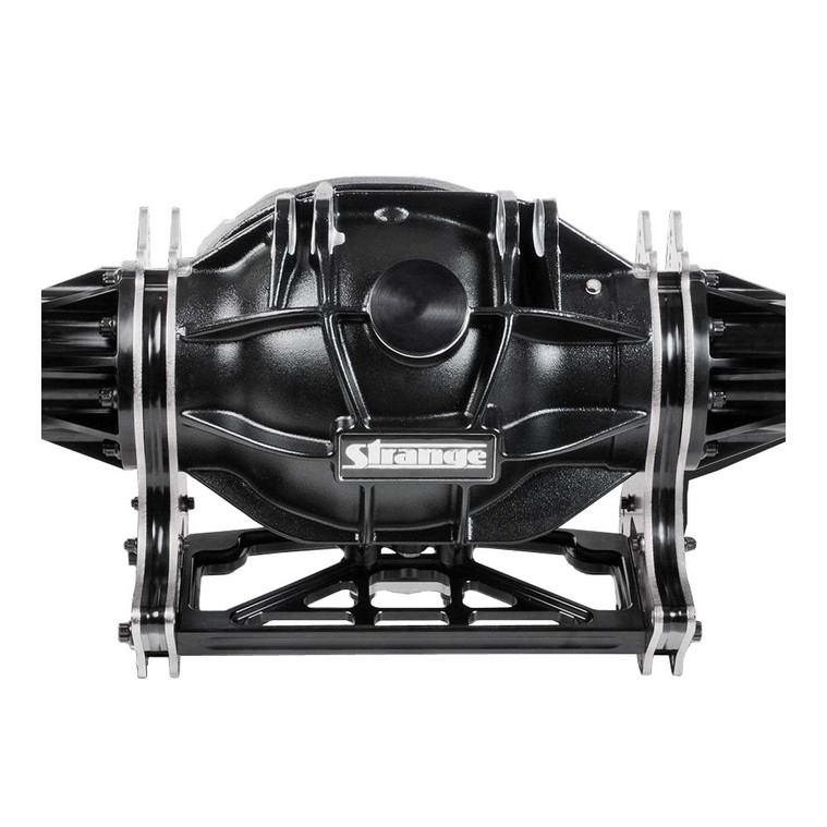Strange Engineering H1192 Aluminum 4-Link Housing, 2pc Axles, & Stainless Steel Brake Kit. Shown with optional 4-link plates.