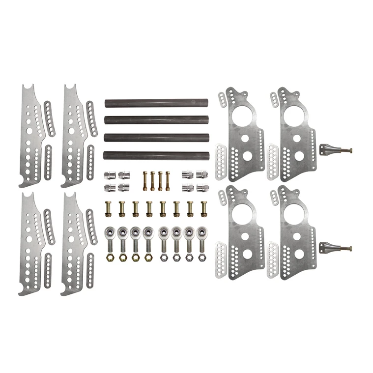 Quarter-Max 201214-2 Extreme Pro Series 4-Link Kit with 15 in. Notch Spread Chassis Brackets and 3/4 in. Wide Billet Adjustable Threaded Shock Mounts