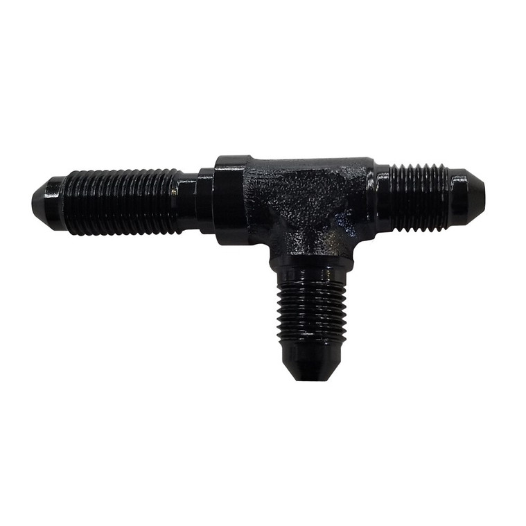 -3 AN Bulkhead on Run Fitting, Aluminum, Black