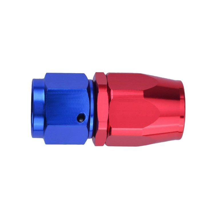 -10 AN Straight Hose End, Aluminum, Blue & Red