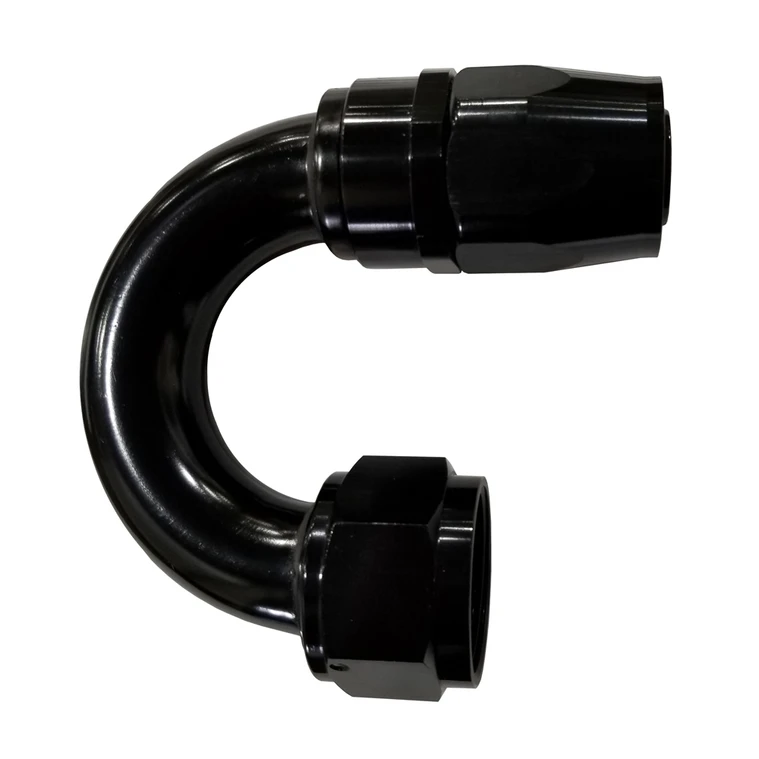 -6 AN 180 Degree Hose End, Aluminum, Black