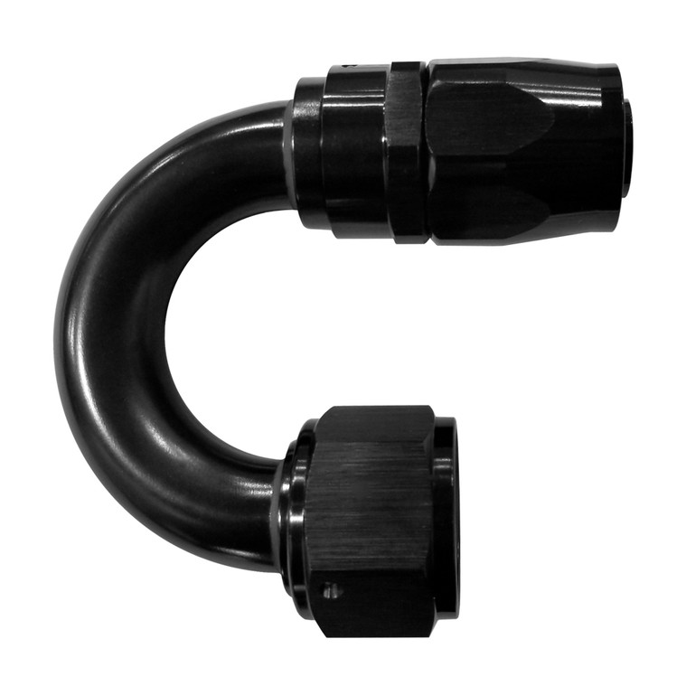 -12 AN 180 Degree Hose End, Aluminum, Black