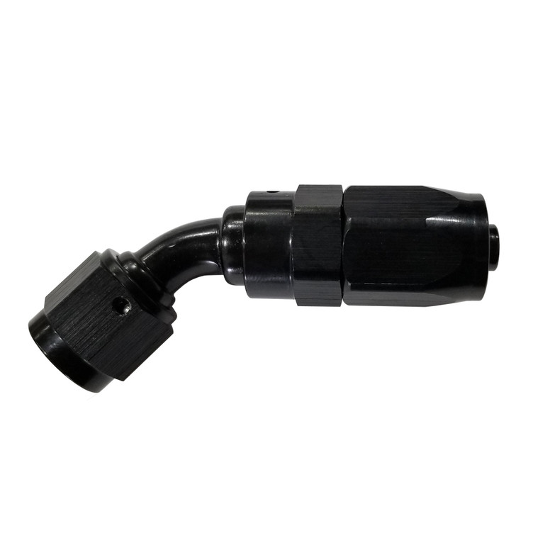 -6 AN 45 Degree Hose End, Aluminum, Black