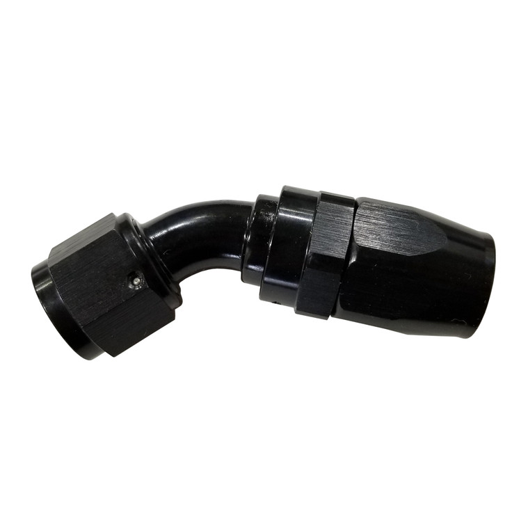 -10 AN 45 Degree Hose End, Aluminum, Black