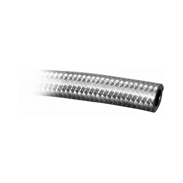 -4 AN Braided Smooth Bore PTFE Hose, Stainless Steel