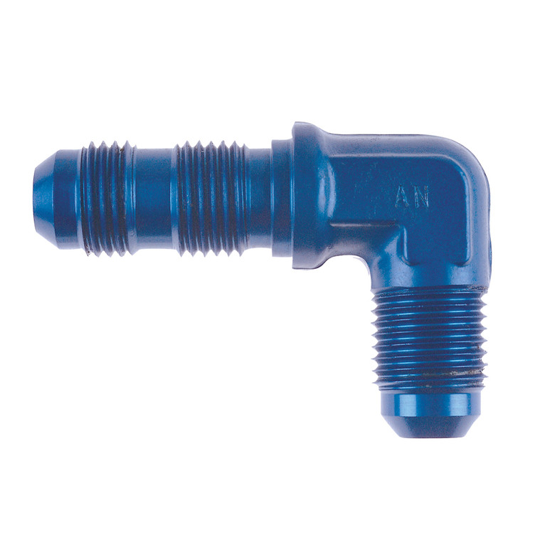-3 AN 90 Degree Bulkhead Fitting, Aluminum, Blue